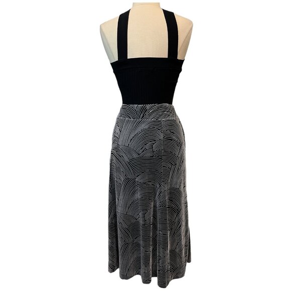 Long black and gray devore velvet skirt - Picture 5 of 7
